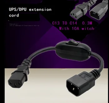 C14-C13 Pratęsimo Maitinimo kabelis IEC 320 C13 Moteris C14 Vyrų with10A On/Off Jungiklis Maitinimo Adapterio Kabelis, Skirtas NARKOMANIJOS UPS