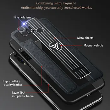 C15 Atvejais KOLEGA Realme C15 Telefono dėklas Metalo Magnetinių Odos Silikonas atsparus smūgiams Bamperis KOLEGA Realme C 15 Korpuso galinis Dangtelis