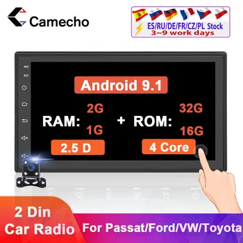 Camecho Android 9.1 Automobilio radijo, GPS Multimedia Vaizdo Grotuvas, 2 Din, Universalus auto Stereo 
