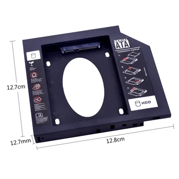 CHIPAL 10vnt Plastiko Universalus 2nd HDD Caddy 12,7 mm SATA 3.0 2.5