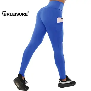 CHRLEISURE Fitneso Antblauzdžiai Moterims Push Up Treniruotės Legging Anti Celiulito Aukšto Liemens Kelnės Kišenės Slim Kvėpuojantis