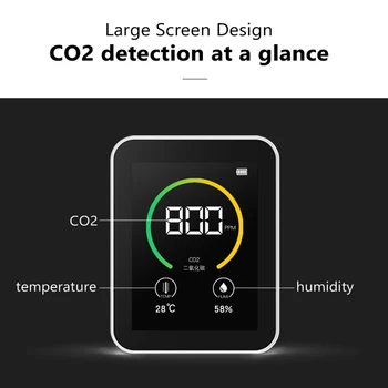 Co2 matuoklis jutiklis oro kokybės stebėti dujų detektorius Oro Testeris Oro Kokybės Analizatorių su Temperatūra, Drėgmės Ekranas 400-5000PPM