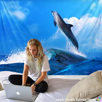 Cool 3D Gobelenas Delfinų Meno Gobelenas Sienos Kabo Dekoro Namo Kambaryje Raganavimas Hipių Mandala Astrologija Tapetai Miegamajame BENDRABUČIO