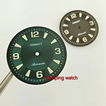 Corgeut 33.5 mm juodas žalias ciferblatas šviesos Watch Dial tinka ETA2836 MIYOTA 8215 821A Automatinis Judėjimas