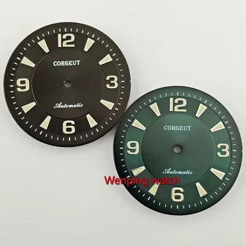 Corgeut 33.5 mm juodas žalias ciferblatas šviesos Watch Dial tinka ETA2836 MIYOTA 8215 821A Automatinis Judėjimas