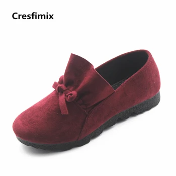 Cresfimix moterų cool & patogus pavasario butas batai lady mielas peteliškę vyno raudona butai moterų laisvalaikio plius dydis, slydimo batų a302