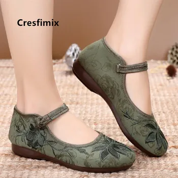 Cresfimix zapatos planos de mujer moterų žalia šviesa svoris baleto bateliai lady atsitiktinis dirželio sagtis šokių bateliai cool batai a5521