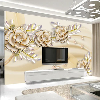 Custom Sienų Tapetai, 3D Mados Prabangių Europos Stiliaus Golden Rose, Lapų Tapetai, Sienų ir 3 D Viešbučio Kambarį Namų Dekoro