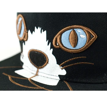 Cute Kačių Ausys Juodos spalvos Beisbolo kepuraitę Moterų Skrybėlę Animacinių, Anime Cosplay Bžūp Siuvinėjimo Snapback Hip-Hop Gražių Gatvių Puikus Tėtis Skrybėlės