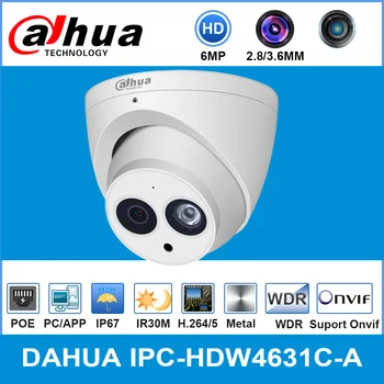 Dahua IPC-HDW4631C-A 6MP HD POE Tinklo Mini Dome IP Kameros Metalo Atveju, Built-in MIC VAIZDO 30M Onvif IR Atnaujinti iš IPC-HDW4433C-A
