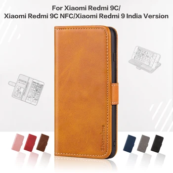 Dangtelis Xiaomi Redmi 9C Redmi 9C NFC Atveju, Odinis Prabanga Su Magnetu Piniginės Atveju Xiaomi Redmi 9 Indija Versija Telefono Dangtelį