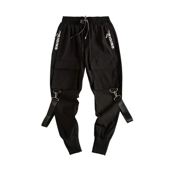 Darbo drabužių Streetwear pusėje kišenėje kelnes vyrų hip-hop kratinys vimpelais multi-pocket mažų kojų prarasti pluošto užtrauktukas darbo drabužiai DWH5