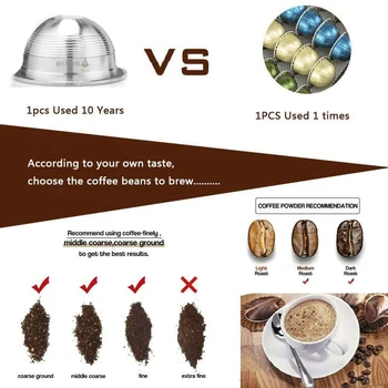 Daugkartinio naudojimo Nerūdijančio Plieno Vertuo Kavos Kapsulių Nespresso Vertuoline GCA1 & 