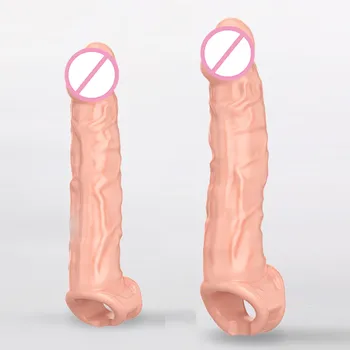Daugkartinio naudojimo Varpos Rankovė Extender Realistiškas Penis Prezervatyvą Silikono Pratęsti Sekso Žaislas Vyrams Gaidys Didintuvas Prezervatyvą Apvalkalą Nedelsiant