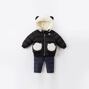 DB15601 dave bella žiemos kūdikių berniukų žemyn kelnes kūdikių mados dryžuotas kišenės kamšalu kelnės vaikams, aukštos kokybės žemyn kelnės