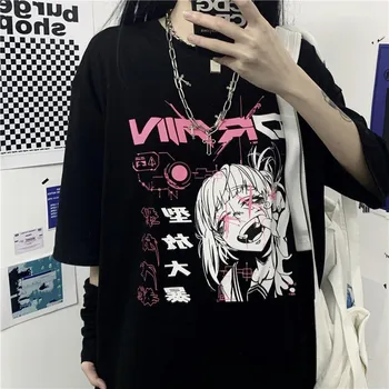 Derliaus Anime ir Animacinių filmų Moterų marškinėliai Gotikos Drabužių Miesto Drabužių Prarasti Spausdinti Viršūnes 2021 korėjos Black T-shirt Harajuku Y2k Viršų