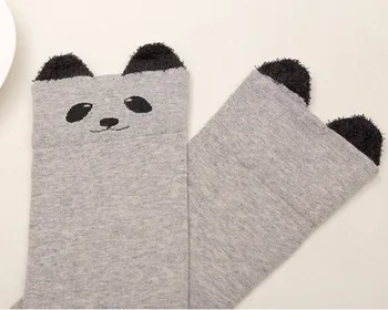 Didelio kelio kojinių mergaičių, Moterų Žiemos Katė Panda Bear Megzti Per Kelio Ilgas Įkrovos Šlaunies aukščio Šiltos Kojinės kawaii calcetines mujer A75