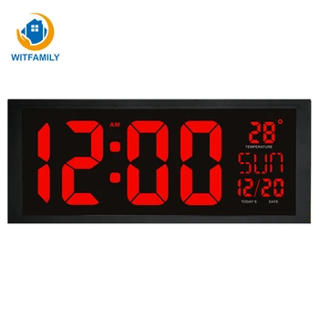 Didelis ekranas, skaitmeninis sieninis laikrodis Elektroninis LED laikrodis su termometru atminties funkcija laikrodis kambarį apdaila sieninis laikrodis