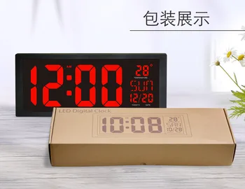 Didelis ekranas, skaitmeninis sieninis laikrodis Elektroninis LED laikrodis su termometru atminties funkcija laikrodis kambarį apdaila sieninis laikrodis