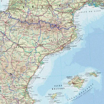 Didelių Kelių Žemėlapis Ispanija Ir Portugalija su Miestų ir oro Uostų Geografinė Drobė Spausdinti Plakato Sienos Menas, Lipdukas Kavinė Baras Nuotrauką