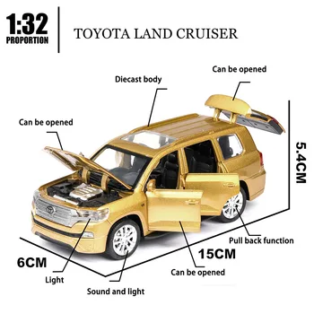 Diecast Modelis SUV Automobilių 1/32 Cruiser Metalo Lydinio, Modeliavimo Traukti Atgal, Automobilių Žibintai, Žaislai, Transporto priemonės, Vaikams Dovanos Vaikams