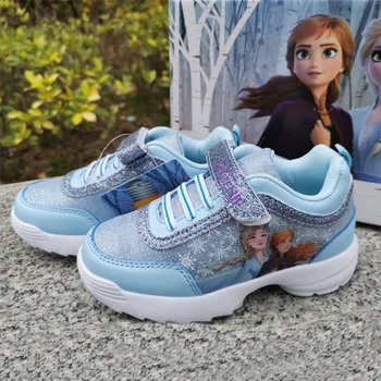 Disney led šviesos avalynė vaikams sportiniai pavasario ir žiemos naujas princesė užšaldyti merginos batai