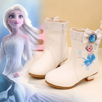 Disney mergina aukštakulnį princesė batai Užšaldyti mažą mergaitę, batai rudens ir žiemos naujas vidutinio vamzdis merginos batai vakarų mados batai
