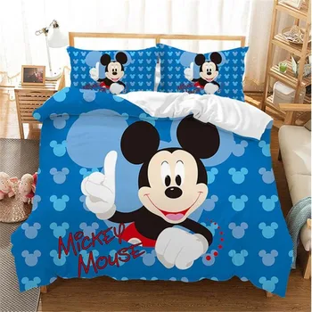 Disney Mickey Mouse White Patalynės Komplektas Medvilnės Patalynė Vaikams Berniukas Mergaitė Dovana Suaugusiųjų Antklode Padengti Plokščias Lapas pagalvės užvalkalą
