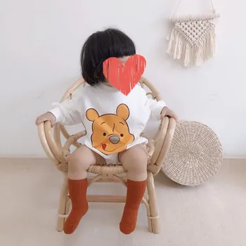 Disney Pooh Bear Kūdikiui Romper Trikampis Kelnes Bamblys Mergaitės Berniukai Jumpsuit Korėjos Versija Palaidinukė Naujagimiams, Vaikams, Drabužiai