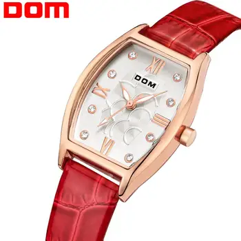 DOM Moterų žiūrėti prabangos prekės vandeniui stiliaus kvarciniai laikrodžiai odos Suknelė Ponios aukso reloj Moterų, Mergaičių Tendencijos G-1022