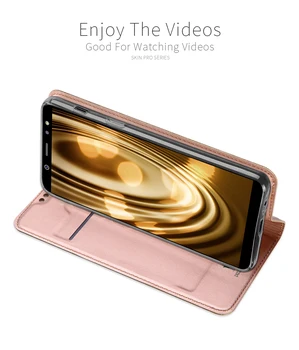 Dovana) Flip Cover For Samsung Galaxy A6 2018 Atveju Prabanga PU Oda Telefono Dėklai Samsung Galaxy j3 skyrius J5 J7 2017 A6 A8 Plius 2018