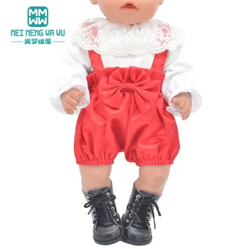 Drabužių lėlės tinka 43cm baby žaislas naujas gimęs lėlės ir 45cm Amerikos lėlės Mados Kailis, dryžuotas marškinėliai, džinsai