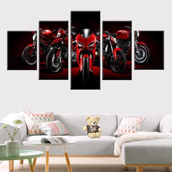 Drobės tapybos 5 vnt / set motociklų cross country foto plakatas modulinės rėmo HD spausdinti kambarį namo apdaila nuotrauką