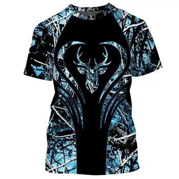 Drop laivyba vasarą Naujas Mados Gyvūnų spausdinti Marškinėlius Deer Hunter Spausdinti Vyrai Moterys Marškinėlius, O-Kaklo Viršūnes Atsitiktinis Harajuku 3D marškinėliai