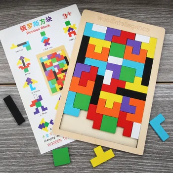 Dropshipp Mediniai Žaislai Tetris Spalva Pastato Švietimo Žaislai Statybos Įspūdį Vaikų Ankstyvojo Ugdymo