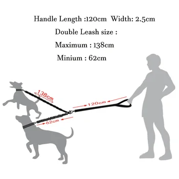 Du kartus Šuns Pavadėlio už Mažas Vidutinis Didelis Šunys 360° Pasukama Minkšta Rankena Dviejų Šuns Pavadėlio Atspindintis Saugos Ėjimo Mokymus Pavadėlio