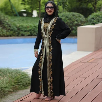 Dubajus Arabų Islamo Abaja Moterų Musulmonų Ilga Suknelė China Duobute Kaftan Rūbeliai Elegantiškas Sudurti Maxi Suknelės Islamo Drabužių Caftan