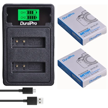 DuraPro 2vnt 1850mAh LT-EL23 Kamera Li-ion Baterija + LCD USB Įkroviklio Rinkinys, Skirtas 