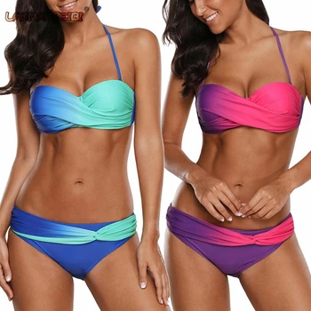 Dviejų dalių Moterų maudymosi kostiumėlį Push up Sexy Bikini Rinkiniai Wrap Paplūdimio Maudymosi Kostiumai, Maudymosi kostiumai Plius Dydis