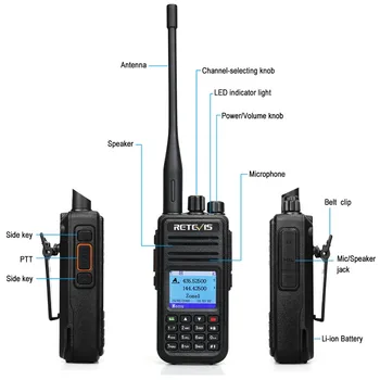 Dvigubos Juostos DMR Skaitmeninio Radijo Retevis RT3S Walkie Talkie UHF VHF Radijo, GPS DCDM TDMA Kumpis Radijo Staion Dual Laiko Tarpsnių VOX + Kabelis