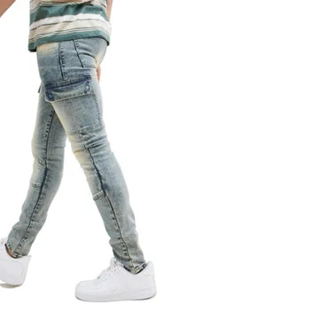 Džinsinio audinio vyriškų ruožas džinsai triko 2020 naujas prekės ženklas atsitiktinis kelnės pieštuku darbo drabužiai multi-pocket gatvės drabužiai