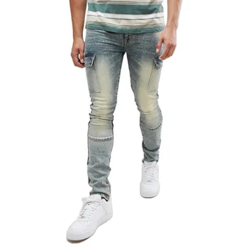 Džinsinio audinio vyriškų ruožas džinsai triko 2020 naujas prekės ženklas atsitiktinis kelnės pieštuku darbo drabužiai multi-pocket gatvės drabužiai