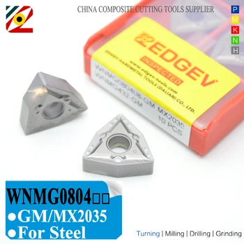 EDGEV Kermeto Karbido Įdėklai WNMG080404 WNMG080408 GM MX2035 CNC Staklės, Tekinimo Įrankiai substitue MT CT3000