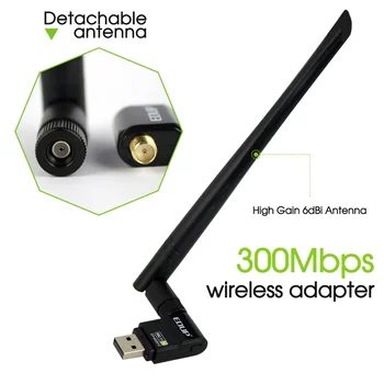 EDUP WiFi USB Adapteris 300mbps Didelis Pelnas 6dBi Antena USB Ethernet Adapter PC Belaidžio ryšio Adapteris Lengva Įdiegti 