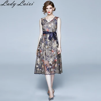 Elegantiška berankovė Akių Gėlių Siuvinėjimas varčias Ilga Suknelė 2020 Metų Vasaros Moterims Aukštos Kokybės šalis Suknelė