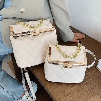 Elegantiška Moteriška Grotelės Crossbody maišelį 2020 Naujas Aukštos kokybės PU Oda Moterų Dizaineris Rankinės Grandinės Tote Krepšys
