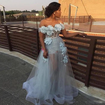 Elegantiška Prom Dress 2020 Off peties-Line 3D gėlė Ilgai Vakare Chalatai, Plius Dydis moterų Oficialią Suknelės, Šaliai, skraistės de soiree