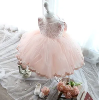 Elegantiškas Mergina Suknelė Mergaitėms iki 2018 m. Vasaros Mados Rausva Nėrinių Didelis Lankas Šalies Tiulio Gėlių Princesė Vestuvių Suknelės Baby Girl dress