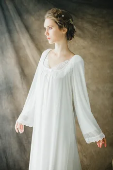 Elegantiškas Nightgowns Ilgai Seleeve Chalatai Moterims Suknelė Sleepwear Rausvos spalvos Medvilnės Moterų Rudenį Plius Dydis drabužiai T38