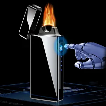 Elektrinis Liepsnos plazminius Lengvesni USB Įkrovimo Vėjo Žiebtuvėliai Su LED Maitinimo Ekranas Cigarų Žvakė Lengvesni Už Cigarečių